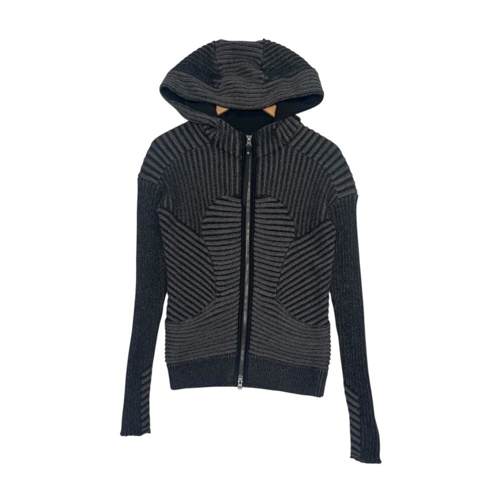Lululemon Embrace Hoodie Jacket Womens Small Black Gray Knit Zip Up Casual Y2K